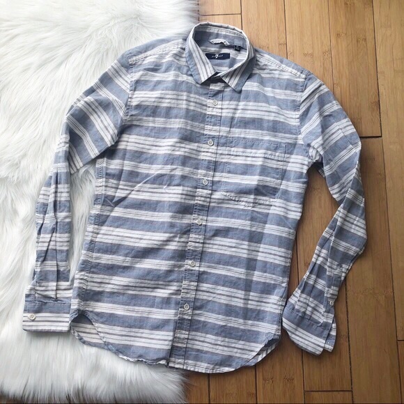 Seven 7 For All Mankind Striped Button Up Shirt - Picture 1 of 4